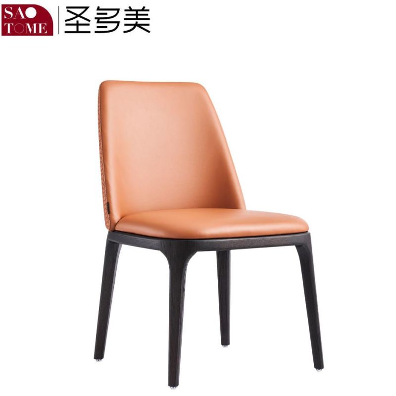 Modern Restaurant Furniture Leather Armless Orange Dining Chair