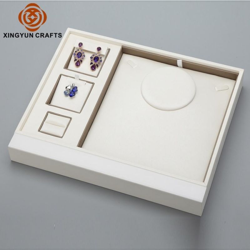 Factory Supply Leather Display Tray Custom Wood Jewel Stand for Jewelry Show and Exhibition