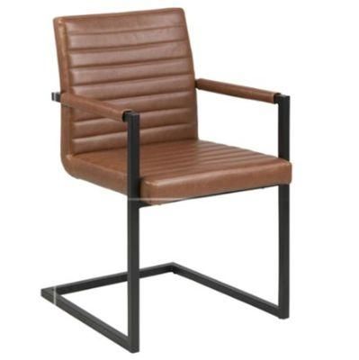 Poland Design Household Furniture Industrial Style Modern PU Leather Dining Chair with Metal Base