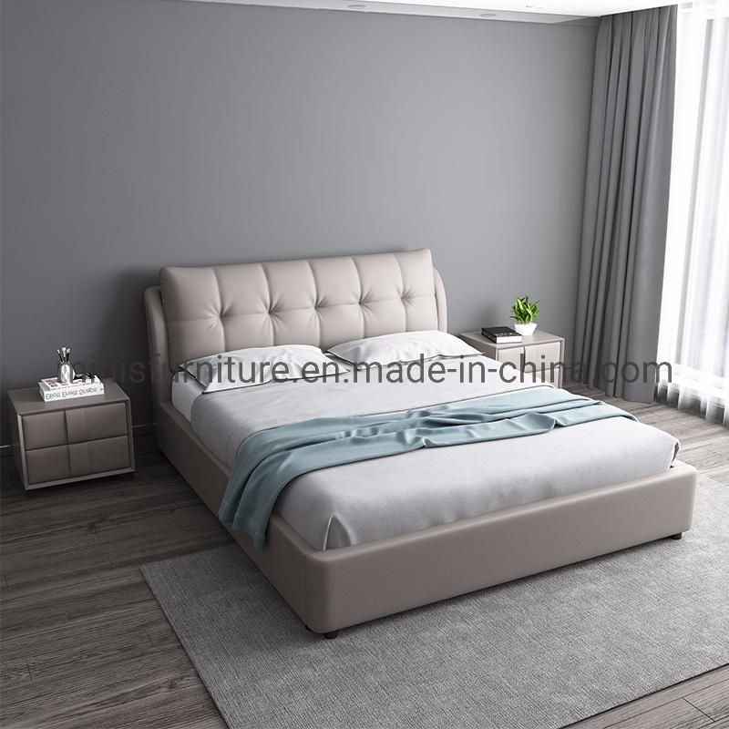 (MN-MB102) Bedroom Soft Furniture Simple Leather Double Bed