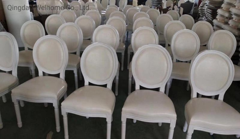 Stackable Beige Linen Fabric Tufted Louis Chair for Events