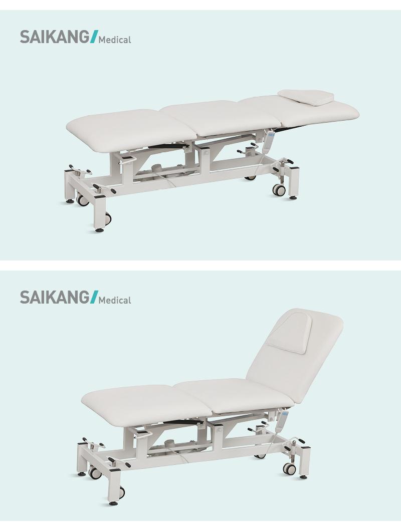 X36 Saikang Multifunction Exam Table Stainless Steel Adjustable Electric Medical Examination Table with Wheels