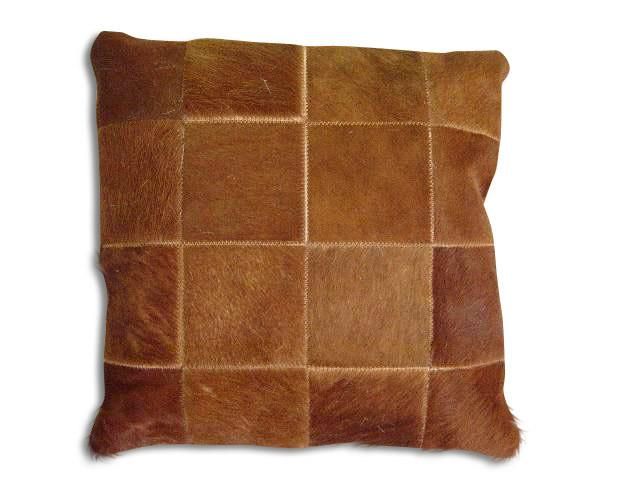 Natural Leather Cowhide Patch Pillows