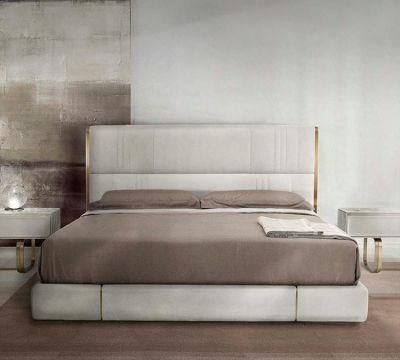 Italian Leather Bed Master Bedroom High-End Double Bed 1 Meter 8 Leather Villa Soft Bed 2 Meters Wide