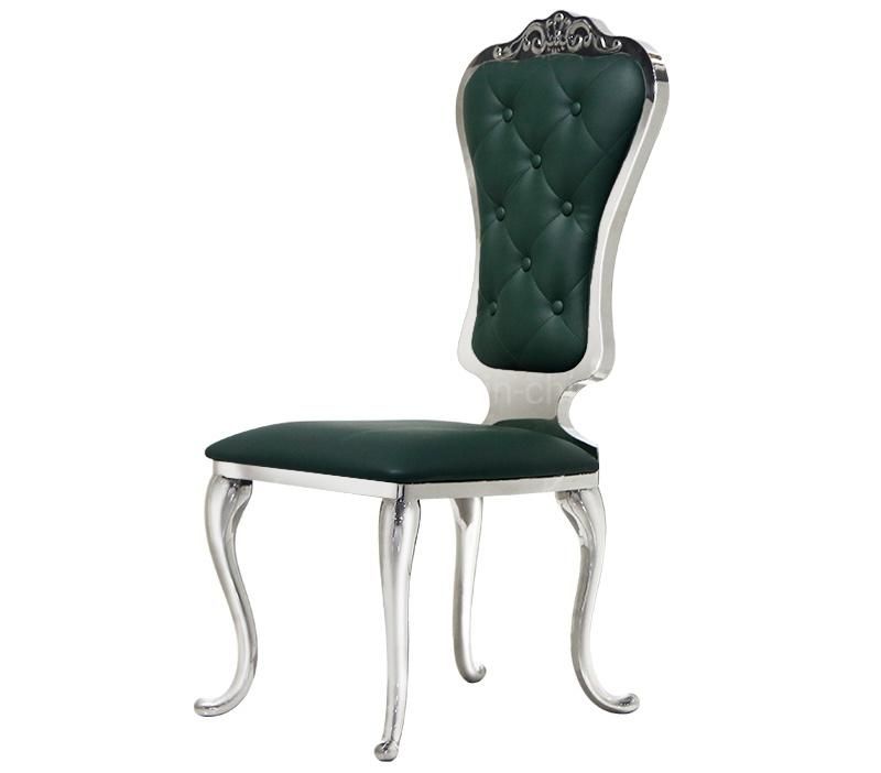 2020 New Product Green PU Leather Steel Dining Room Chair