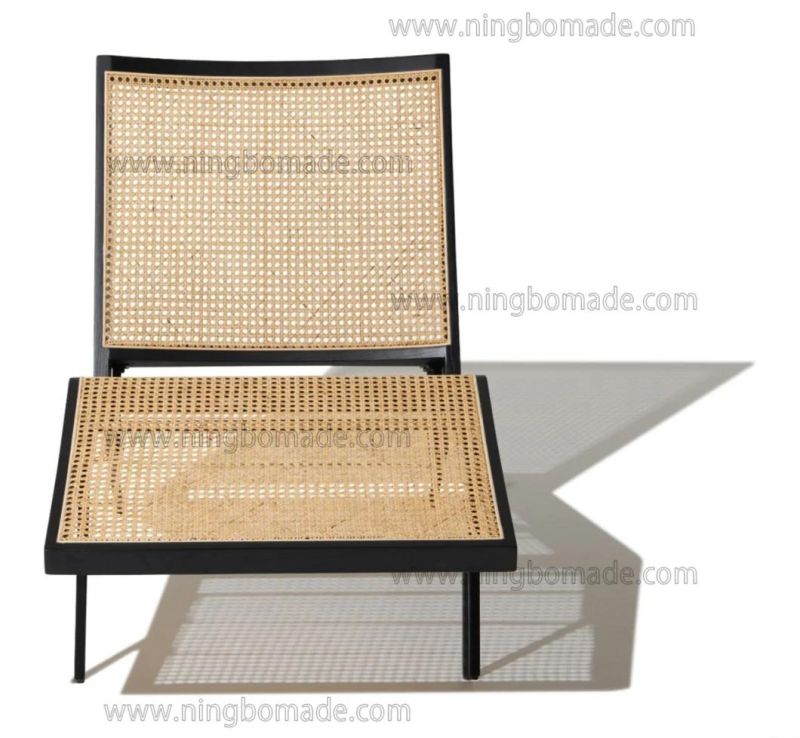Elegant Rattan Upholstery Furniture Black South Elm and Nature Rattan Outdoor Daybed Chair Chaise Lounge