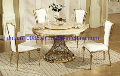 304 Stainless Steel Restaurant Chair Gold Wedding Round Turn Plate Table Chair