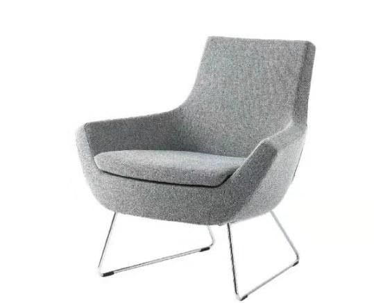 Soft Fabric Lounge Chair with Stainless Steel Round Base