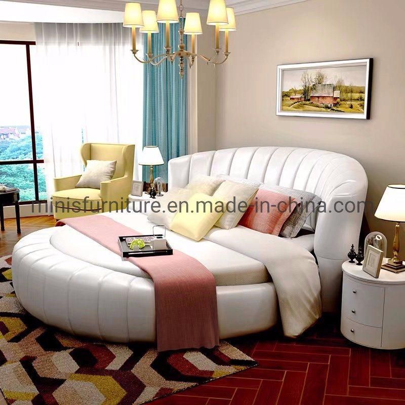 (MN-MB107) Home/Hotel Bedroom Furniture White Leather Round Bed