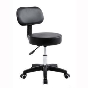 Leather Black Rolling Bar Stool Barber Chair with Back