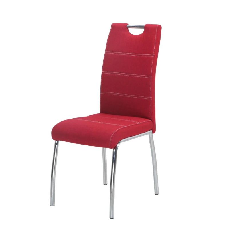 Modern Fashionable PU Leather Chrome Dining Chairs with Chromed Legs