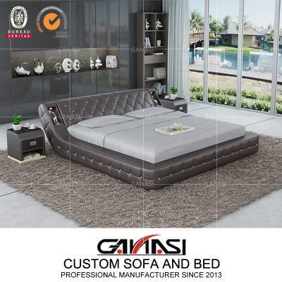 High Quality UK Home Style Living Bedroom Furniture Leather Bed Set with Night Stands