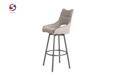 Home Furniture Height Seat Backrest Fabric Surface Bar Stool Chairs for Cafe Bar