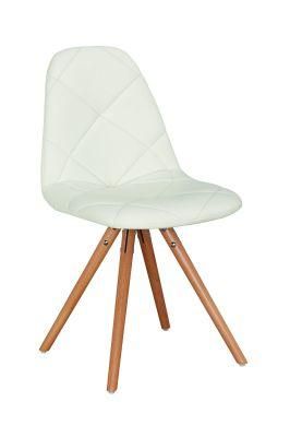 White PU with Wood Legs Bar Chair