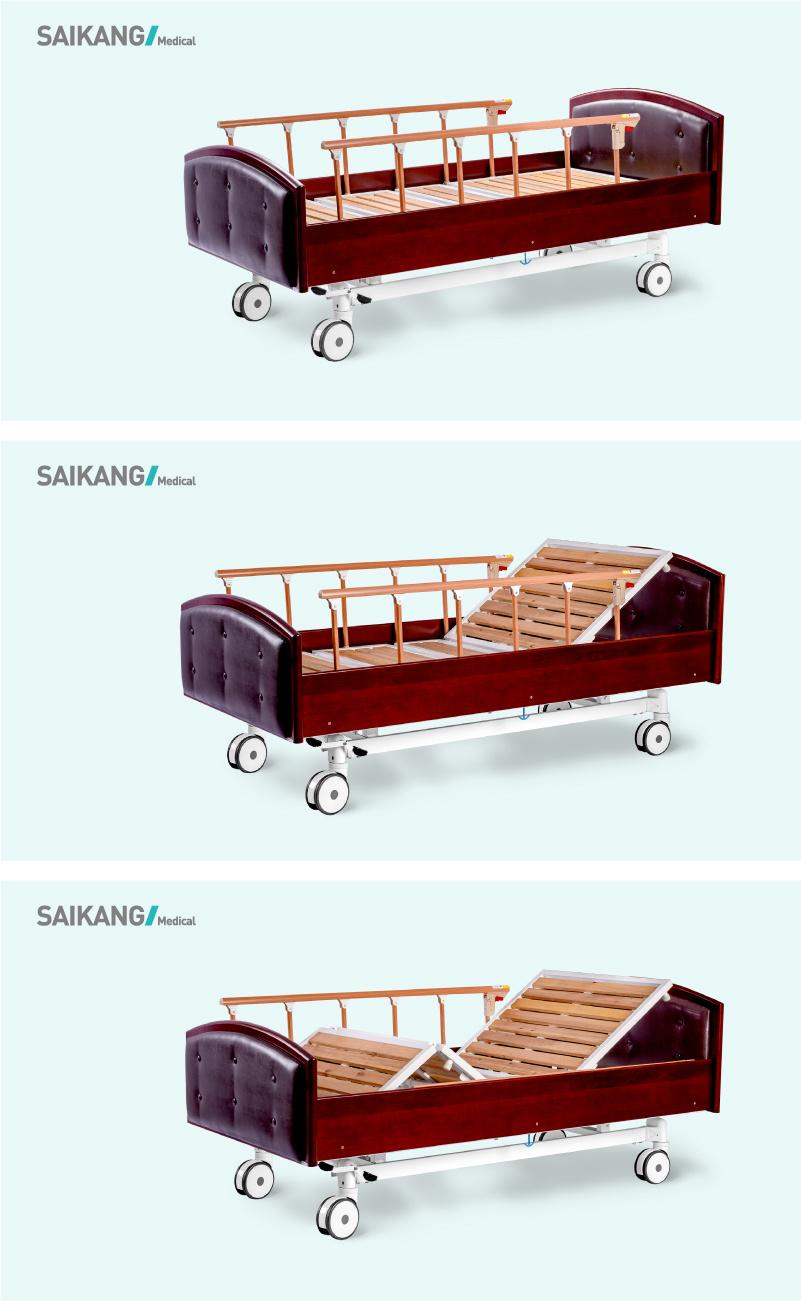 H6K Multifunction Wooden Hospital Manual Homecare Bed