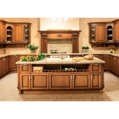 China Factory Prefab Luxury Royal Classic Style Shaker Kitchen Cabinet Solid Wood