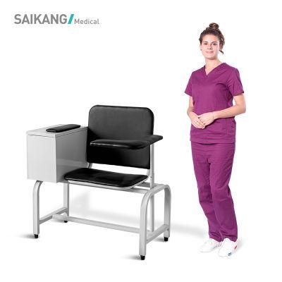 Ske090 Durable Stainless Steel Hospital Chair with Cabinet PU Leather Surfac Medical Blood Donation Chair