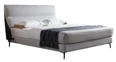 Modern Luxury Grey Home Bedroom Furniture Leather King and Queen Bed with Metal Leg