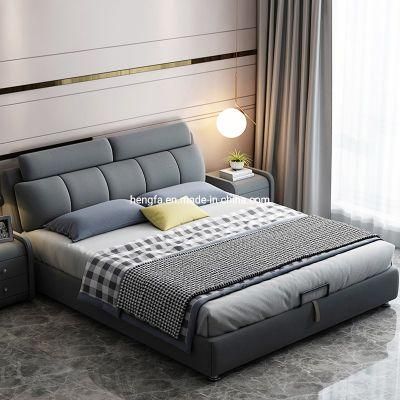 Modern Multifunction Furniture Bedroom Set Storage Leather Bed