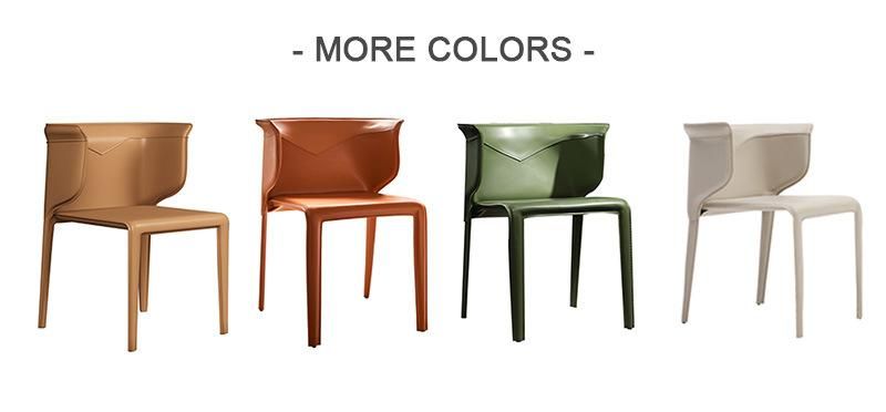 Wholesale Stylish Design Saddle Leather Upholstered Steel Dining Chairs