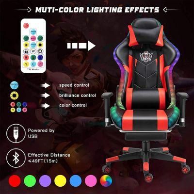 Multifunctional LED RGB Light Racing Gaming Chair with Footrest