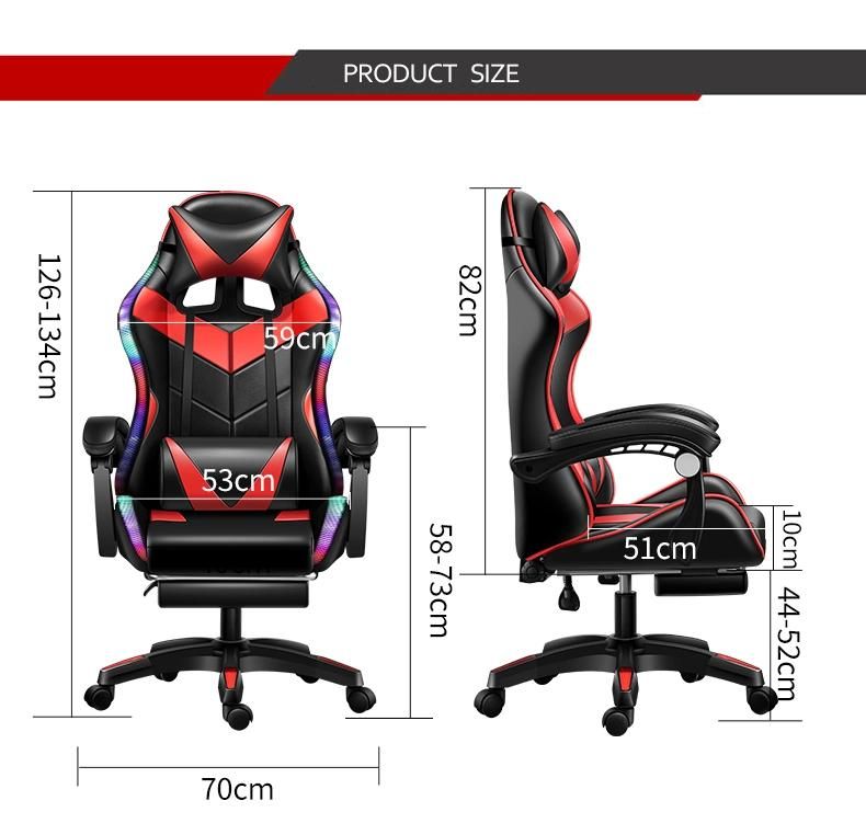 CE Approval Anji Cheap PU Leather Reclining Speaker Gaming Chair Adjustable RGB Silla Gamer with Foot Rest