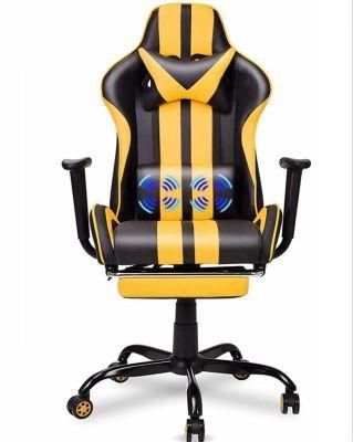 Reclining Gamer Seat Revolving Gaming Chair with Metal Base