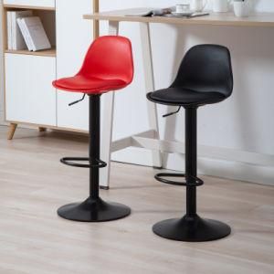 Wholesale Adjustable High Bar Stool Backrest Swivel PU Leather Comfortable Bar Seat Commercial Furniture High Counter Bar Stool