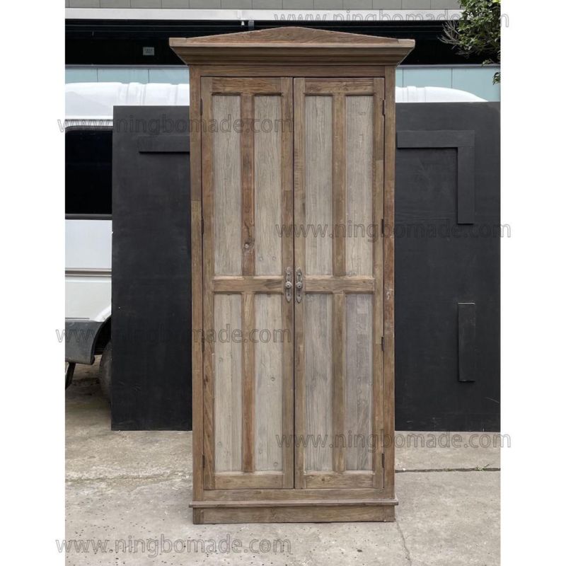 Nordic Retro Vintage Antique Furniture Natural Reclaimed Elm Wood 2 Doors Storage Cabinet