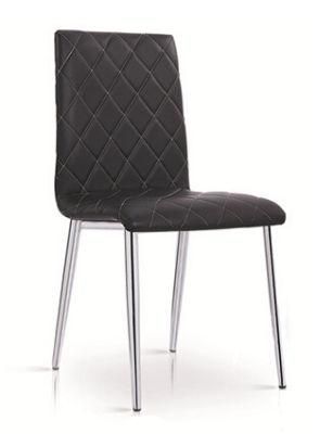 Modern PU High Back Chrome Dining Room Chair