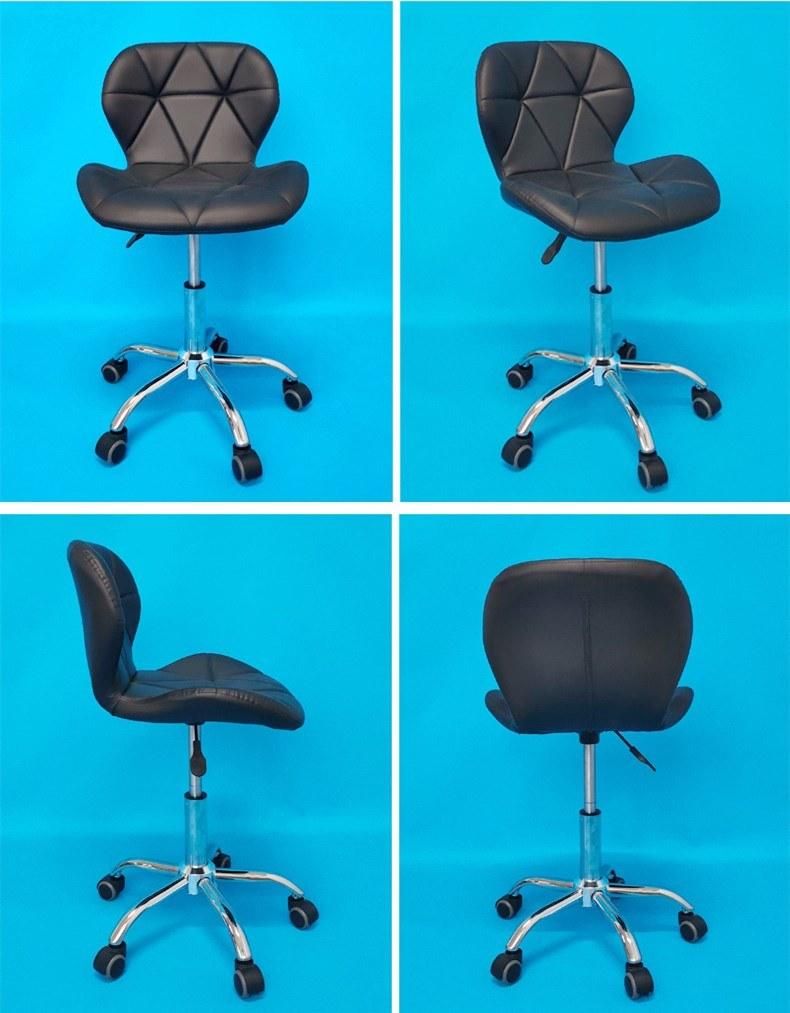 Commercial Bar Furniture Low Back Black Leather Bar Stool Swivel 5 Bar Stools with Backrest