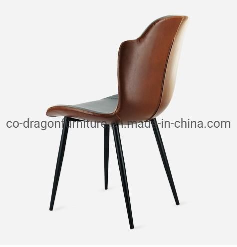European Style Metal Legs Leather Dining Chair for Home Furniture