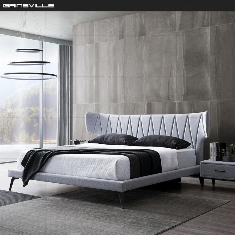 Italy Bedroom Furniture Style Minimalistic Modern Beds Set Apartment/Hotel Light Luxury Leather Platform Bed