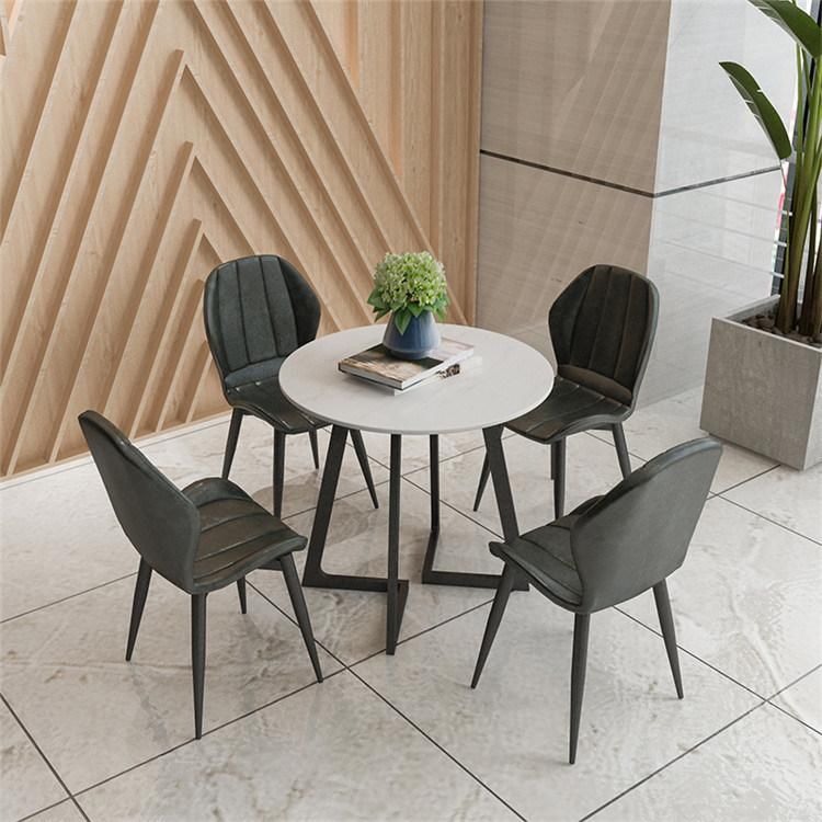 Wholesale Modern PU PVC Leather Cover Upholstered Dining Chair with Metal Legs for Restaurant and Dining Room Use