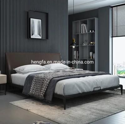 Modern Home Furniture Wooden Base Bedroom Leather King Bed