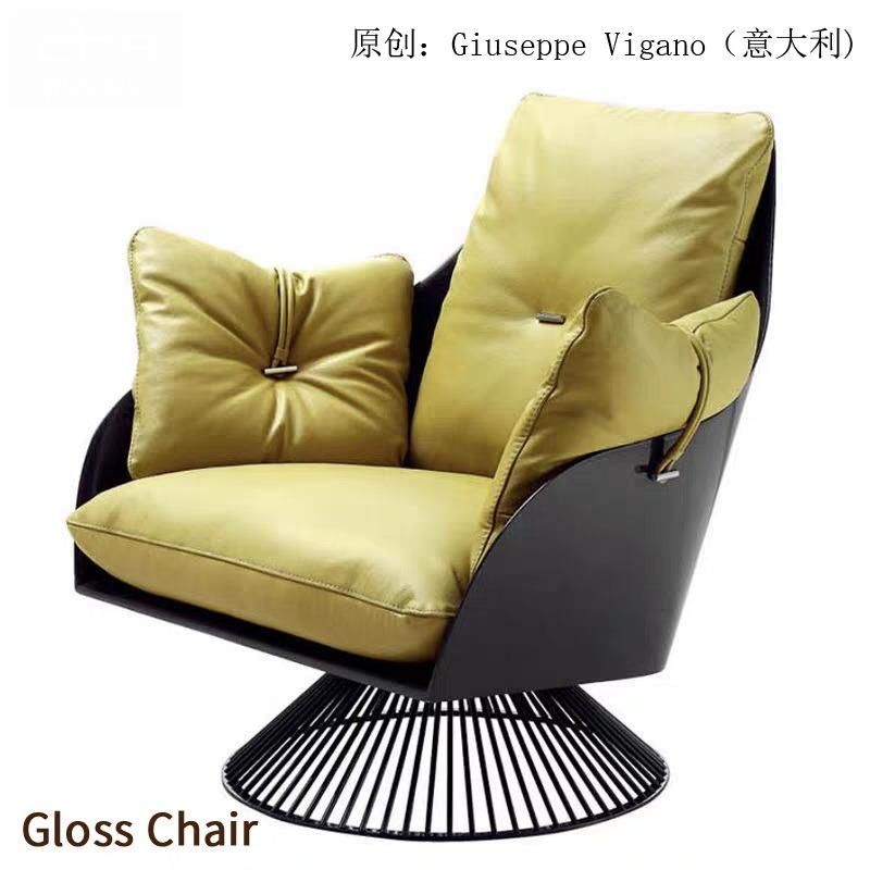 High Quality Hotel Lobby Furniture Leather Lounge Gloss Waiting Chair