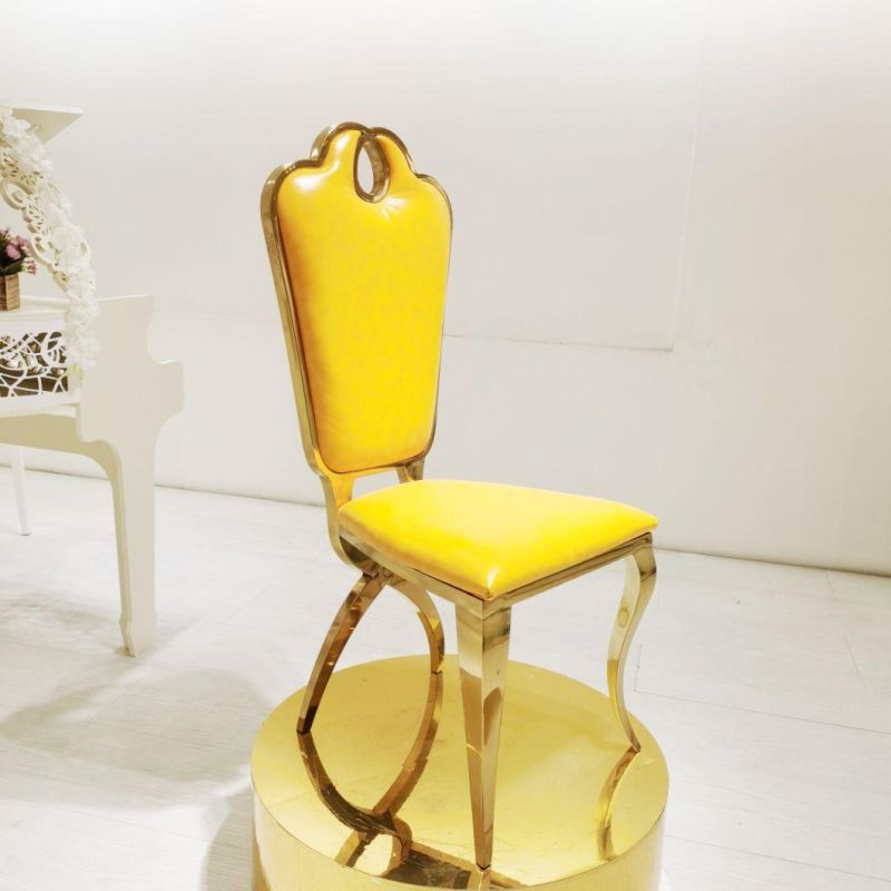 2020 Sawa Event Banquet Party Hotel Golden Stainless Steel Chair with Leather