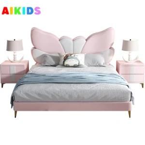 Creative Cartoon Butterfly Leather Nordic Simple Modern Light Luxury Children Bed Single Bed for Girls