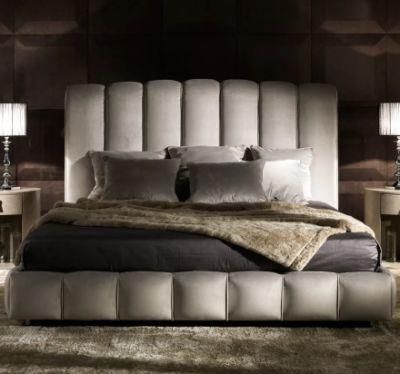Luxury Bedroom Furniture High End Italian Padded Nubuck Leather Bed in Bed Room Beds Modern Furniture for Villa