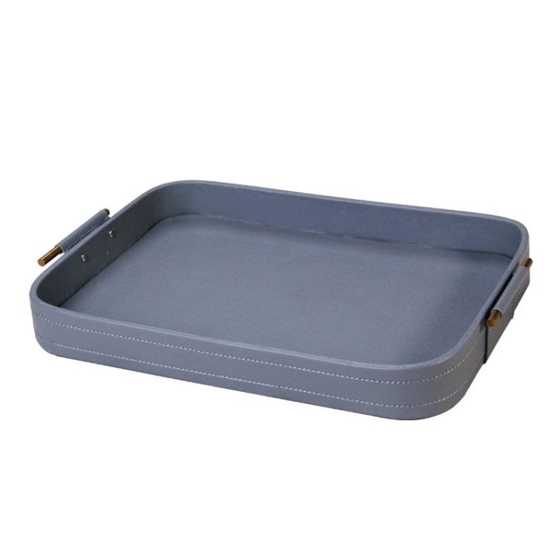 Leather Tray Metal Tray Desktop Storage Box Jewelry Cosmetics Storage Tray Leather Tray