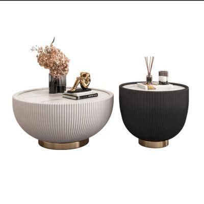 New Design PU Leather Marble Stone Bowl Tea Table Set