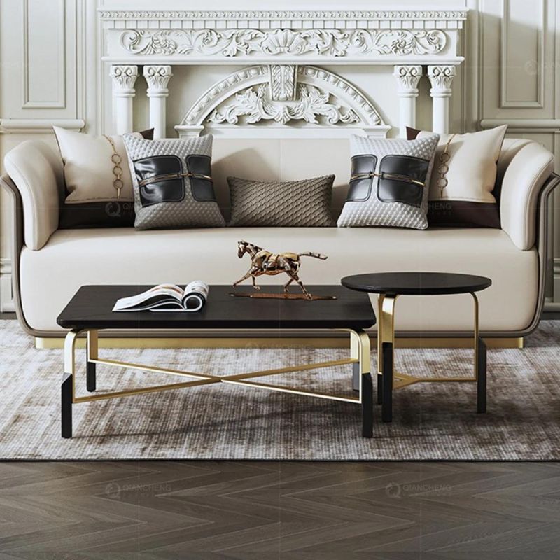 Living Room Furniture Tempered Marble Top Metal Legs Coffee Table Tea Table