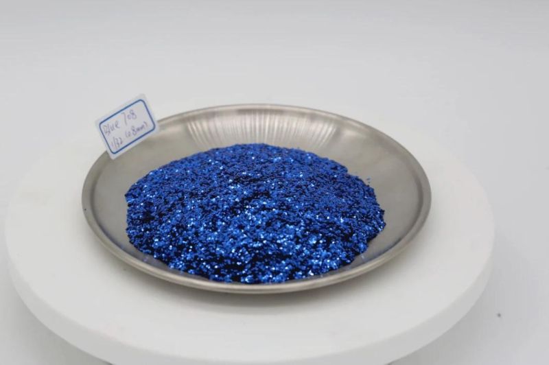 Bulk Wholesale Thick Polyester Holographic Size Customized Blue Color Extra Fine Glitter Powder for Leather Coating