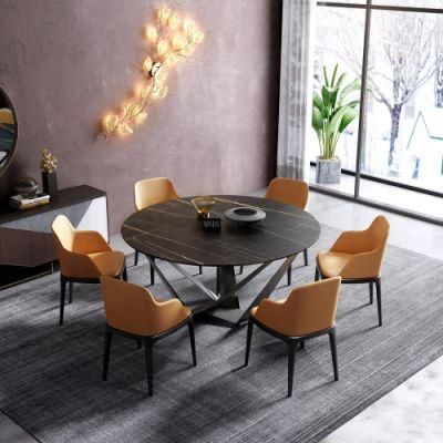 New Design Household Stainless Steel Base Restaurant Marble Round Table Dining Chair
