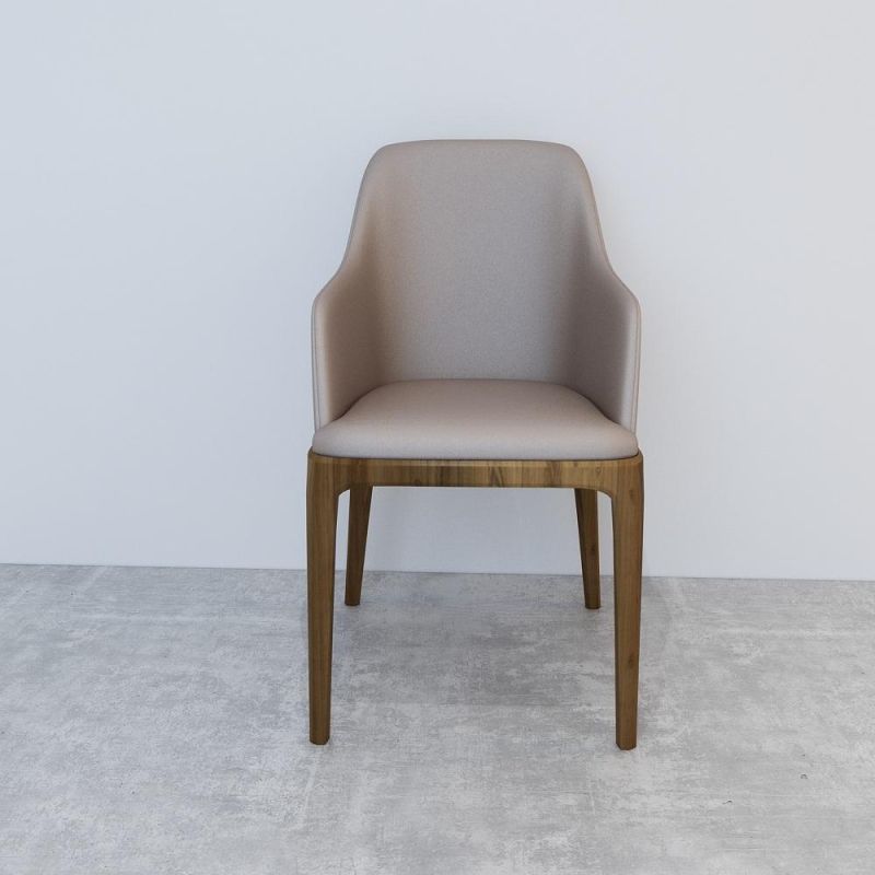 Wooden Dining Chair in Artificial Leather