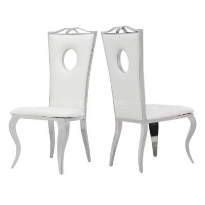 Luxury Stainless Steel Rental Wedding Stackable White Dining Hotel Banquet Chair