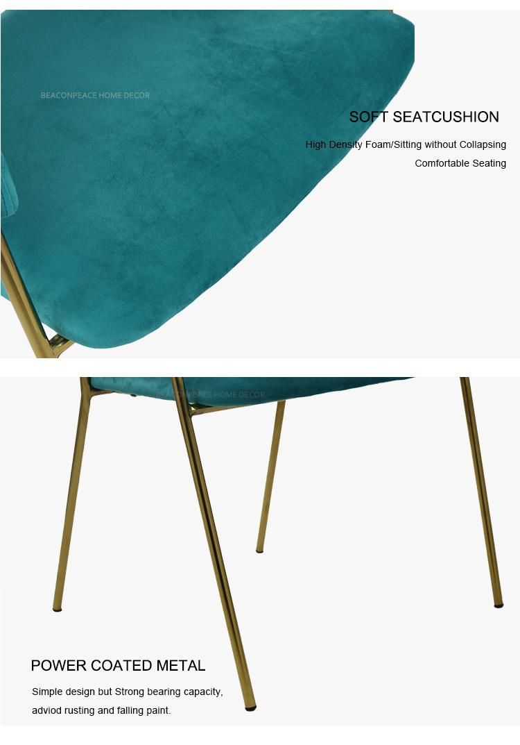 Modern Restaurant Furniture Velvet Golden Dining Chair