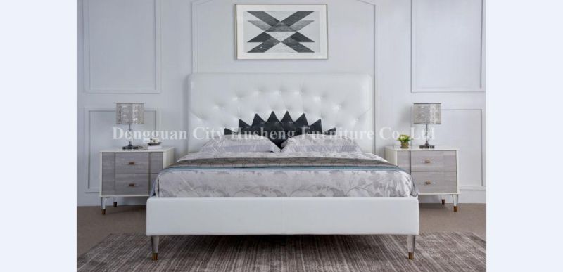 Upholstered PU Leather King Size Bed for Promotion