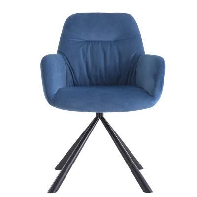 Best Sale PU Leather Fabric Seat Velvet Chair with Metal Legs Scoop Dining Chair