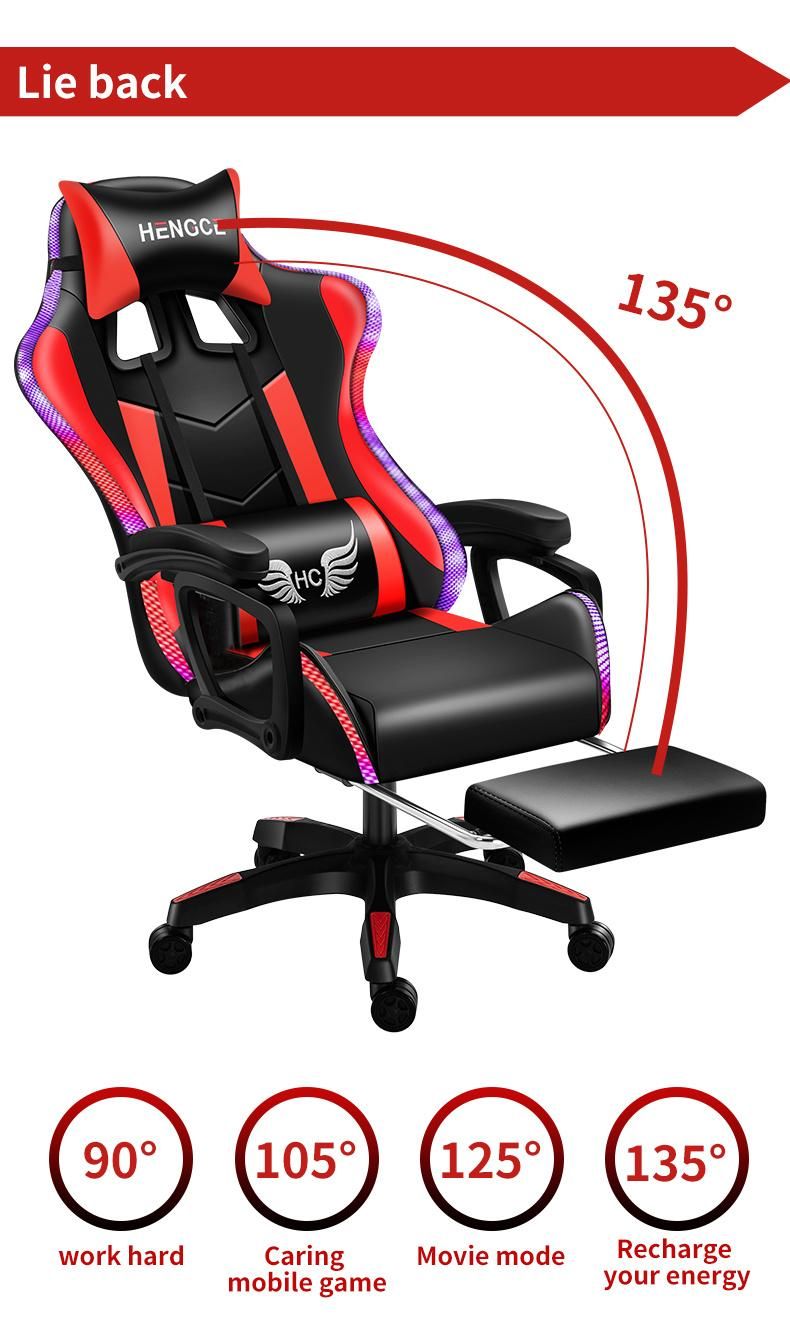 Wholesale CE Approval Massage Office Gaming Racing Computer Backrest Home Pink Girl Reclining Office Chair Comfortable LED Gaming Chair